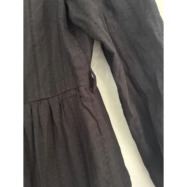PrettyGarden Black Cotton Tiered Maxi Dress‎ Long Sleeve Button Down Small 4493 - Image 3