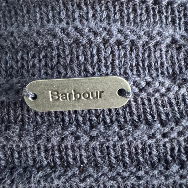 Barbour Minimalist 100% Cotton Oversized Knit Cardigan Size S Navy - Image 7
