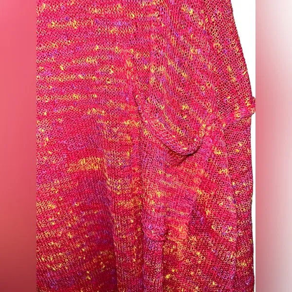 Easel Pink Confetti Knit Fringe Sweater size large - Image 3