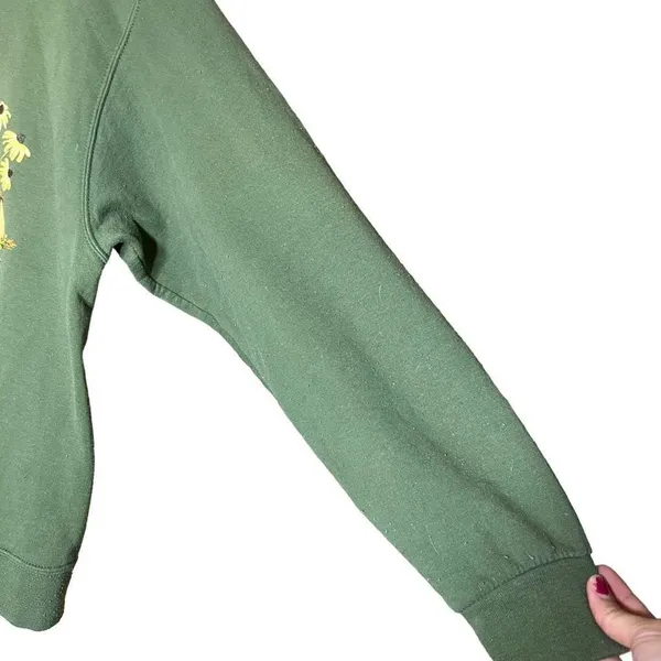 Vintage Jerzees Puppy Print Green Crewneck Sweater Size Medium - Image 5