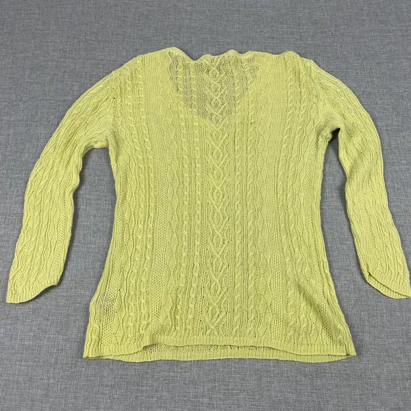 Lauren Ralph Lauren Sweater Womens M Yellow V-Neck Linen‎ Cable-Knit Pullover - Image 6