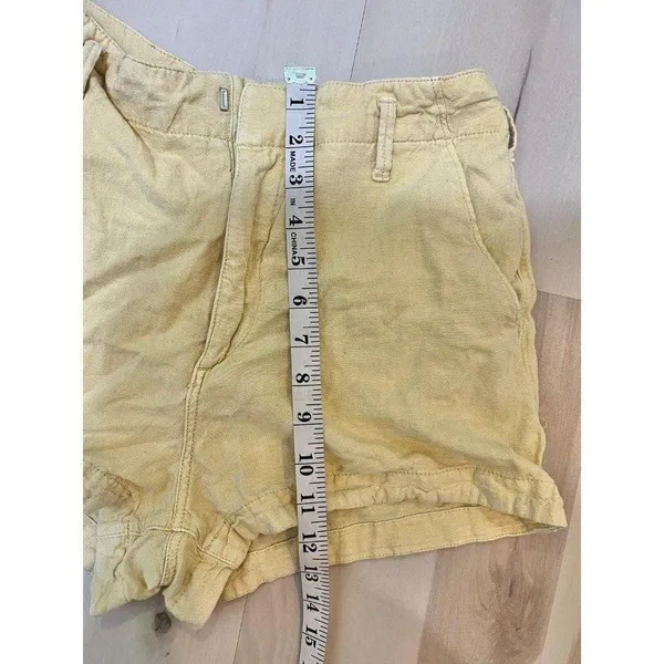 Abercrombie & Fitch Women Small Butter Yellow Linen Blend Shorts Coastal Retro - Image 7