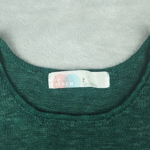 Free People FP Beach Green Top Sweater Vest Linen Blend Size S Small Boho - Image 3