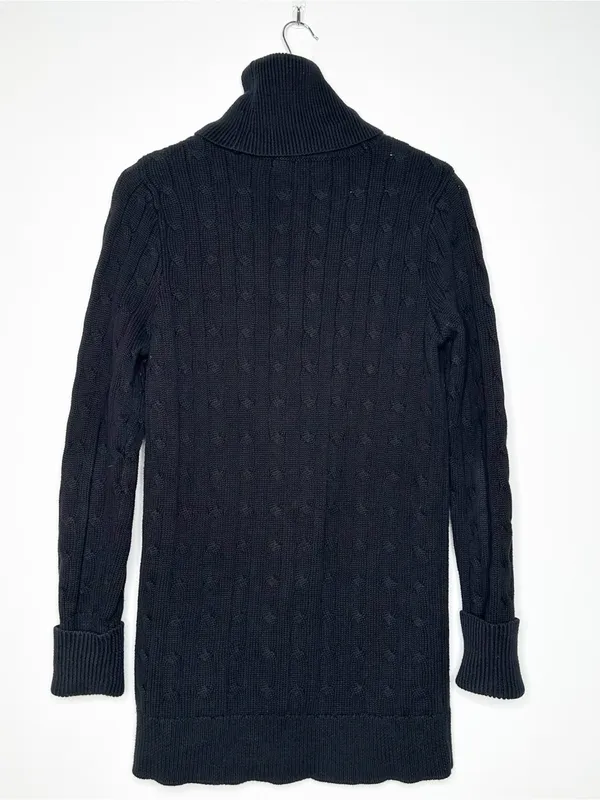 Ralph Lauren Sport Black Cable Knit Turtleneck Sweater Size Medium - Image 3