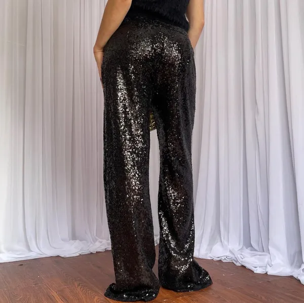 Black sequin pants Size 32 - Image 2
