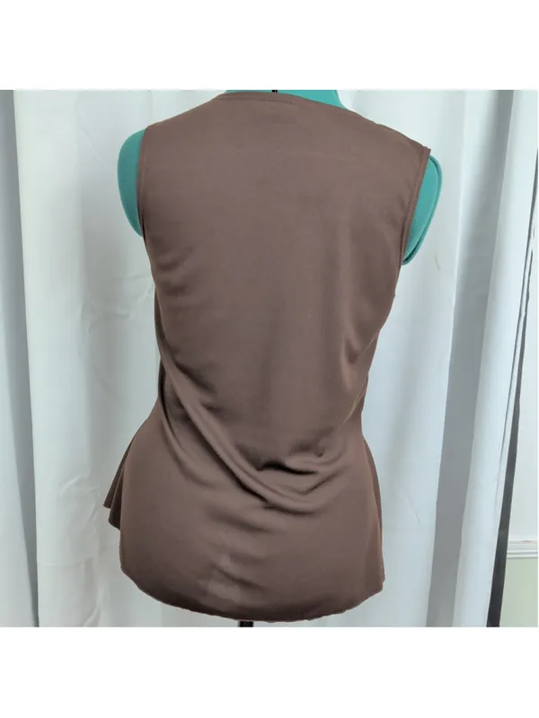 Vintage USA Made Brown Embellished Baby Doll Top - Image 4