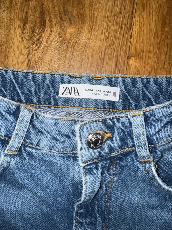 Zara Ripped Knee Straight Leg Long Jeans - Image 7
