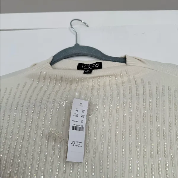 JCrew Cream Beaded Sequin Top Blouse Holidays New Years NWT - Image 7