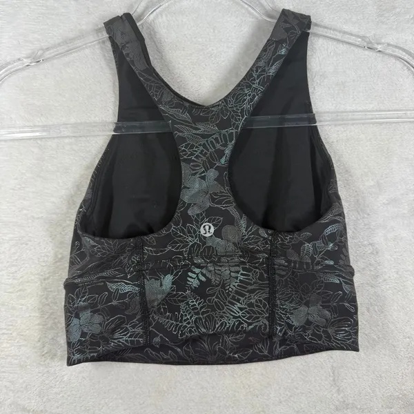 Lululemon Invigorate Training Tank Top Black Silver Floral Size 2 LW1DCOS - Image 3