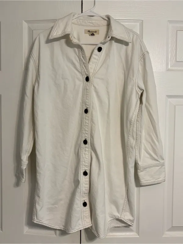 Madewell White Denim Long Sleeve Dress - Image 2