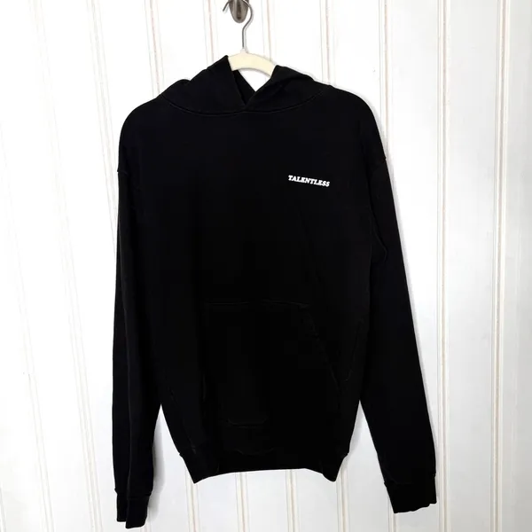 Talentless Womens Please Wash Your Hands Hoodie Black Graphic Sweatshirt Small - Image 3