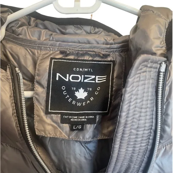 NWT Noize Gray Hooded Puffer Full Zip Jacket Coat Sz Lg‎ - Image 5