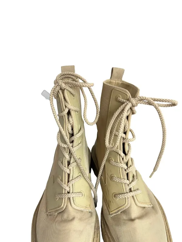 Zara Tan Canvas Lace Up Combat Boots Lug Sole Chunky Size 6.5 Women's - Image 3