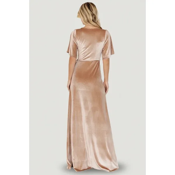 BALTIC BORN Meghan Velvet Wrap Maxi Dress Champagne Holiday Party Stretch Large - Image 8