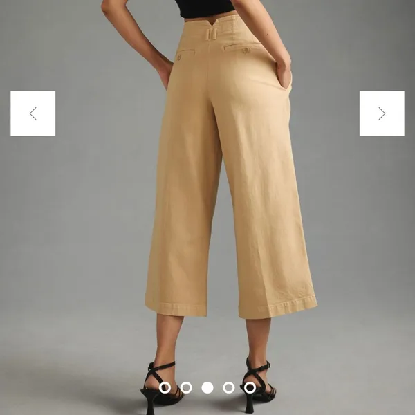 Maeve Anthropologie Remi Wide Leg Cropped Pants Beige High Waist Culottes Size 8 - Image 10