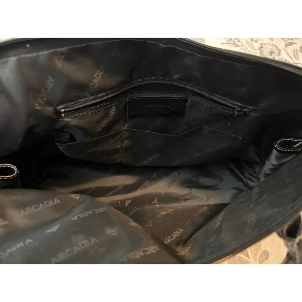 ARCADIA Leather Womens Black Handbag Satchel Bag Made In Italy Classic Chic - Image 5