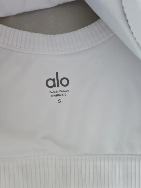Alo Yoga White Ribbed Wellness Slort Bra Size S - Image 4