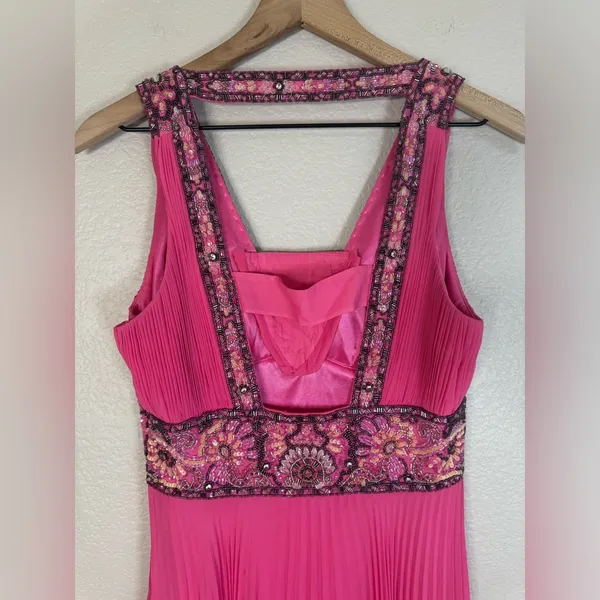 Sue Wong Nocturne Hot Pink Beaded Chiffon Gown size 6 - Image 9