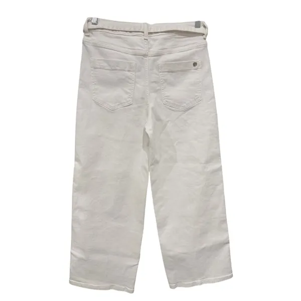ZARA Belted White High-Rise Wide-Leg Stretch Jeans 6 Small - Image 5
