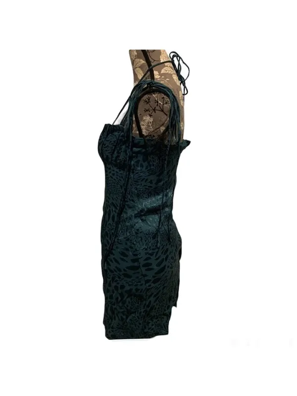 SKYLAR & MADISON Forest Green Print Mini Dress size medium HOCO FORMAL - Image 3