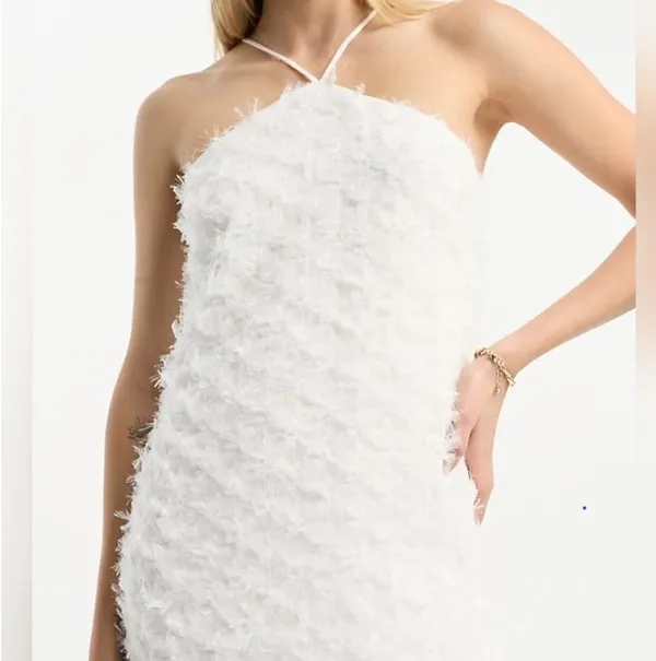 White Feather Sparkle Mini Dress Size XS - Image 5