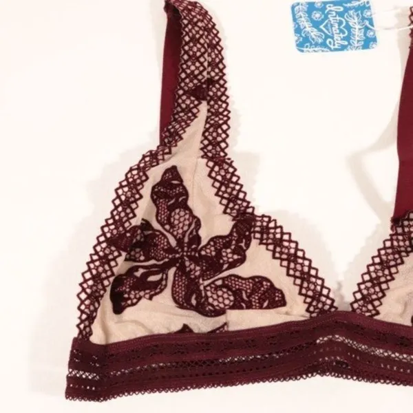NWT Size xs Floral Free People X Revolve Alia Bralette in Bordeaux Combo - Image 9