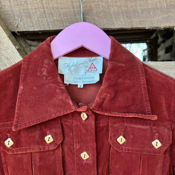 Vintage 70s Rust Corduroy Safari Field Jacket - Image 4