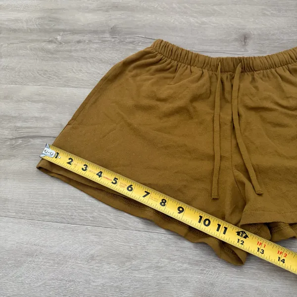 Zara Green/Brown Linen Shorts - Image 3