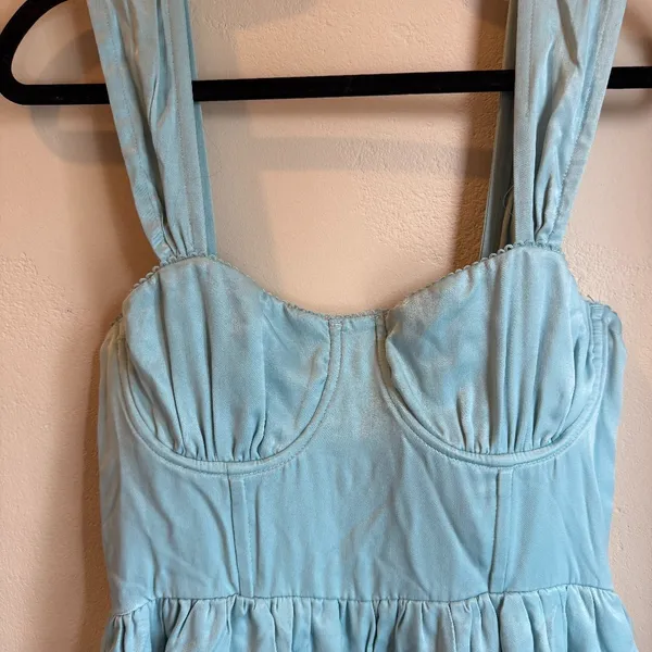 WEWOREWHAT Blue corset ruffle midi dress - Image 4