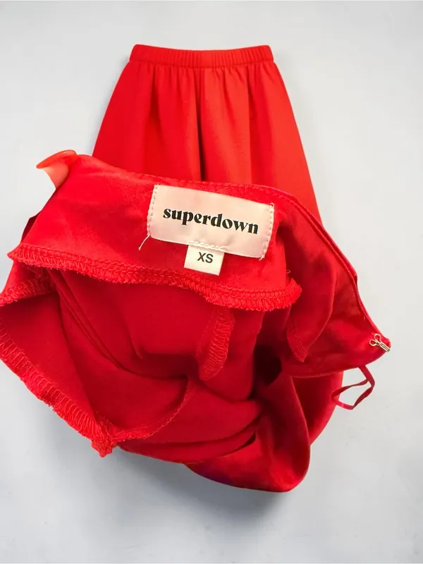 Superdown- Calla Red Satin Maxi Skirt - Image 8