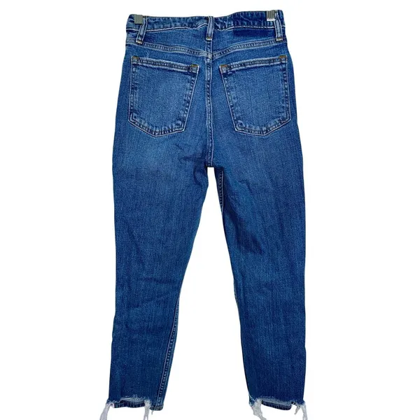 Abercrombie & Fitch Curve Love Mom High Rise Blue Denim Distressed Jean Sz 24 00 - Image 2