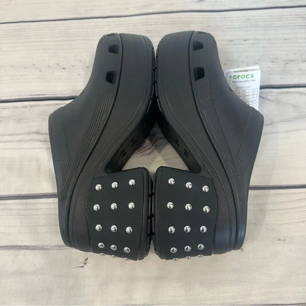 NEW! CROCS SIREN STUDDED CLOGS Black W/ Silver Studs‎ SOLD OUT Men 12 Women 14 - Image 3