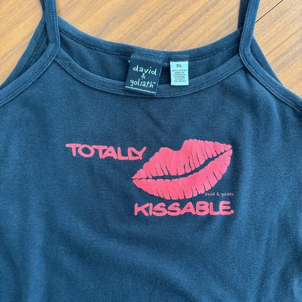 Y2K Vintage David and Goliath Totally Kissable Tank Top Cami Bimbocore Glam XL - Image 12