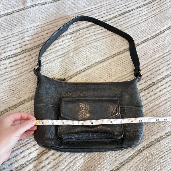 Pebbled Black Leather Fossil Shoulder Bag Great Condition Lovely And Soft - Image 2