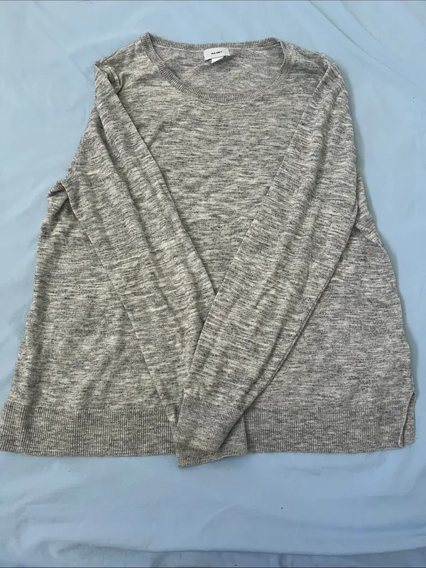 Old Navy Light Gray Marled Crewneck Sweater - Image 2