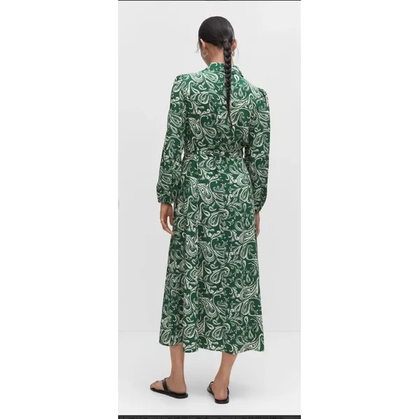 Mango Women's Ethnic Motifs Print Shirt Midi Dress Long Sleeve Size 4 Small 2734 - Image 3