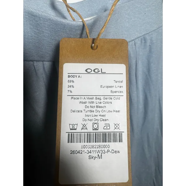OGL Soft Linen Knit Gathered A-Line Maxi Skirt Dew Sky Blue Size S - Image 3