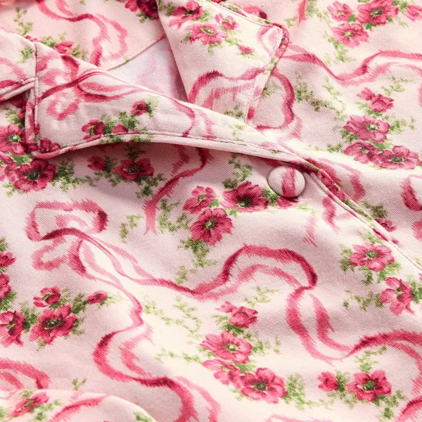 LoveShackFancy Fête de L'eau Ruffle Long Sleeve Pants Pajama Set PJs Floral NEW - Image 2