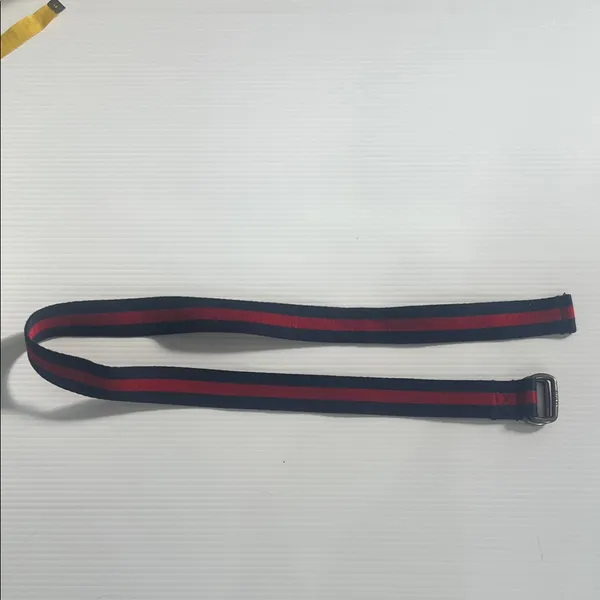 Vintage Ralph Lauren Polo Women's Red/Blue Stripe Double D Ring Preppy Belt - Image 3