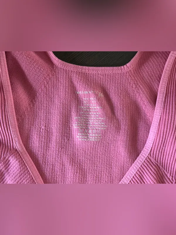 Intimately by Free People Pink Ribbed V-Neck CropTop in the Color Sweet Pea XS/S - Image 3