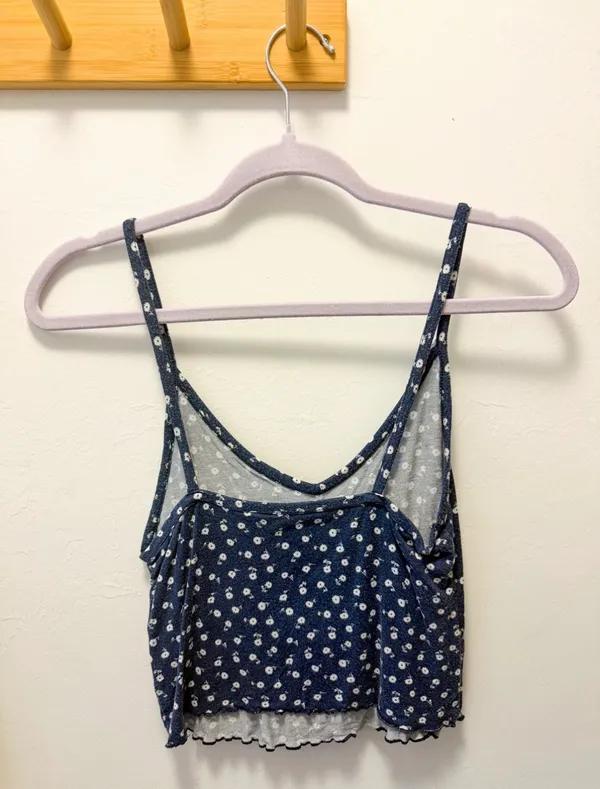 PacSun Navy Blue Floral Spaghetti Strap Tank Top - Image 2