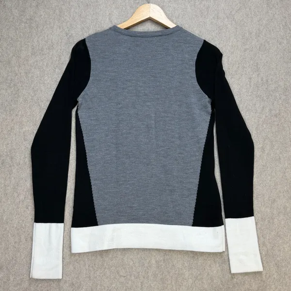 Colorblock Sweater Womens S French Connection Gray Black White Minimalist Mod - Image 2