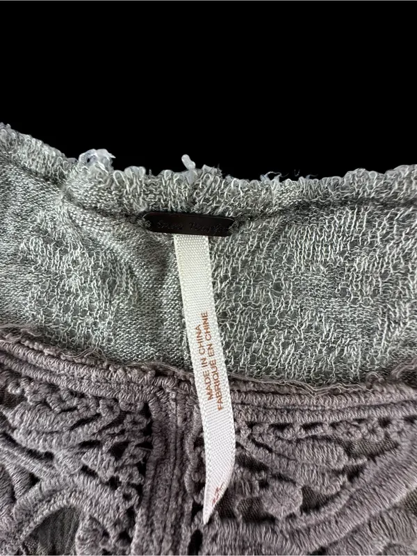 Free People Heather Gray Tunic with Lace Yoke - Image 2