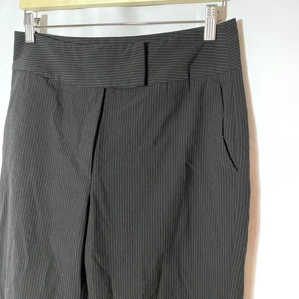 Djerf Avenue black gray striped high waist trousers 35 inseam womens M $170 MRSP - Image 2