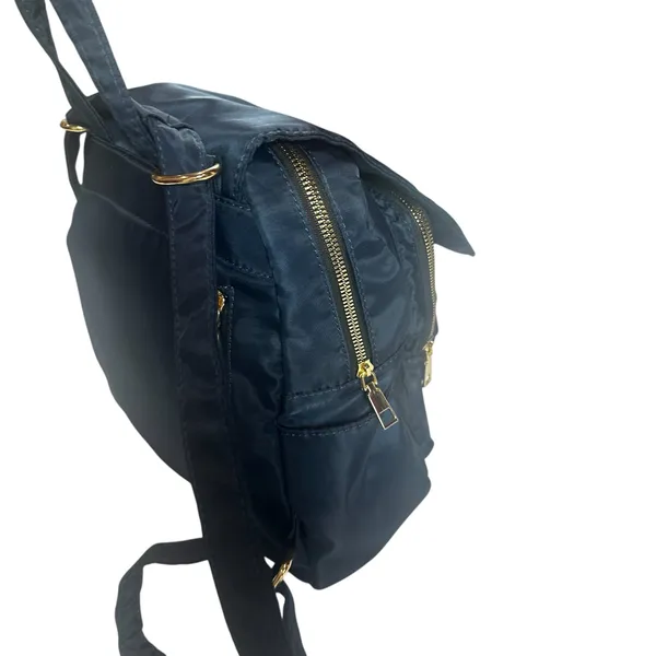 Navy Blue Nylon Gold Tone Hardware Mini Everyday Travel Bag Backpack - Image 4