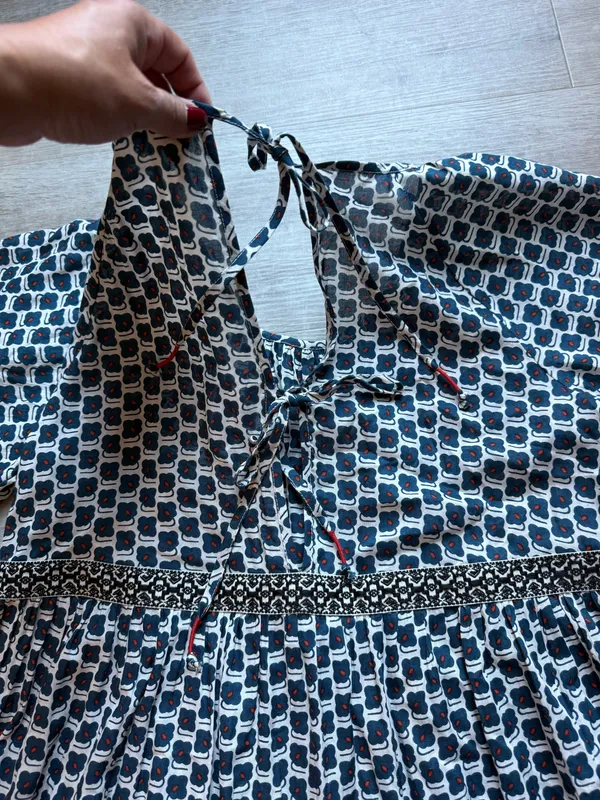 Anthropologie Floral Tiered Balloon Sleeves Loose Bohemian Dress Size XS Tie - Image 10