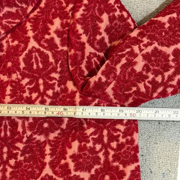 Talbots Petites Red Damask Jacquard Blazer‎ Dark Academia Textured Festive 14P - Image 5