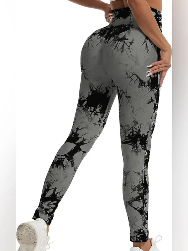 Amazon Tik Tok Tie Dye Butt Lifting Seamless Scrunch Butt High Waisted Leggings L, NEW - Image 3