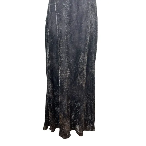 VTG 90s Niki Livas Black Silver Shimmer Halter Beaded Formal Evening Dress 6 Y2K - Image 3