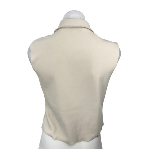 MNG Mango Women's White Cream Ivory Sleeveless Full Zip Blouse Shirt Top Size M - Image 4